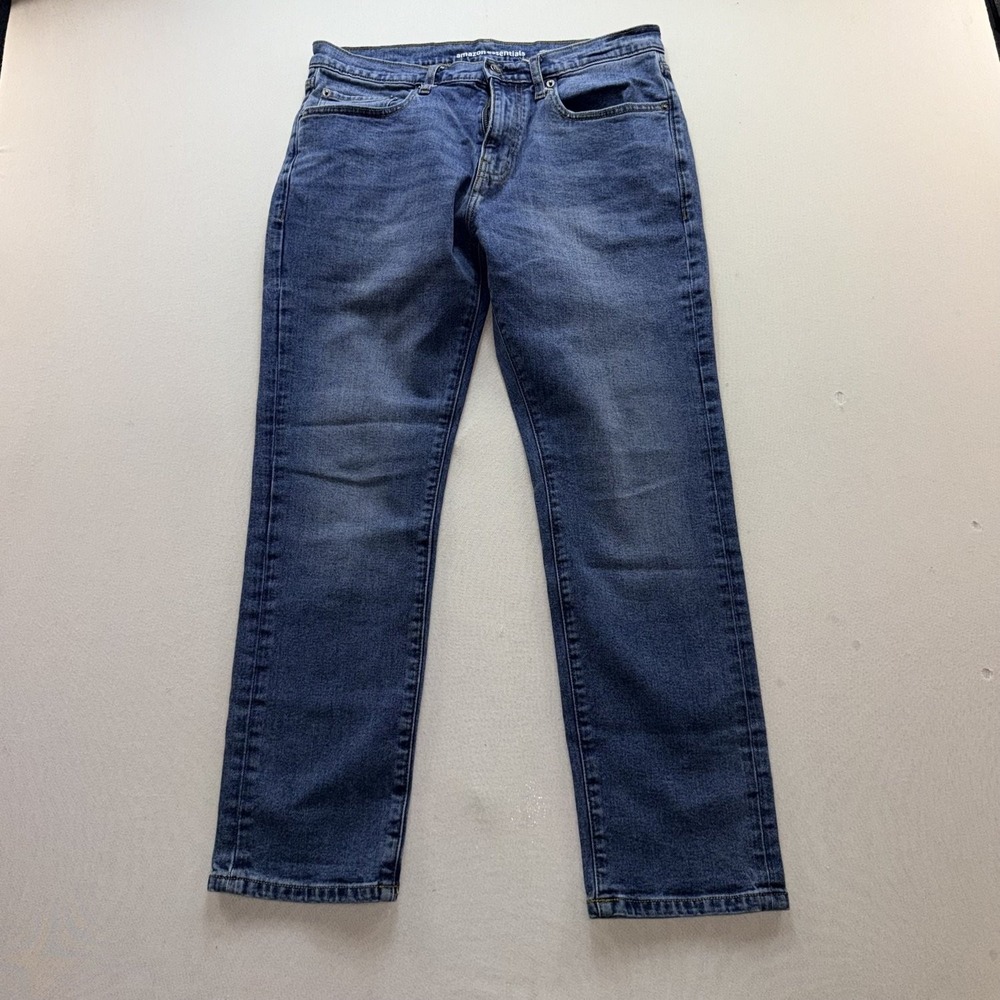 Amazon Essentials Jeans Mens 32x29 Blue Good Athletic Fit Straight Leg Denim